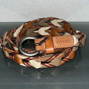 FOSSIL Multi-Color Link Leather Stainless Buckle Belt Sz Med 7/8”Wide